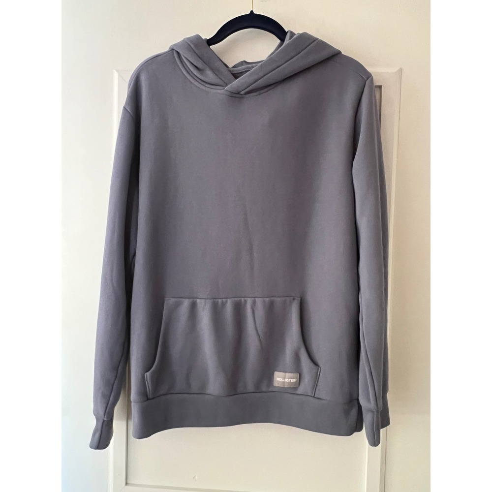 Hollister Relaxed Fit Hoodie Slate Blue Gray Fleece Pullover Sweatshirt XS 40x26